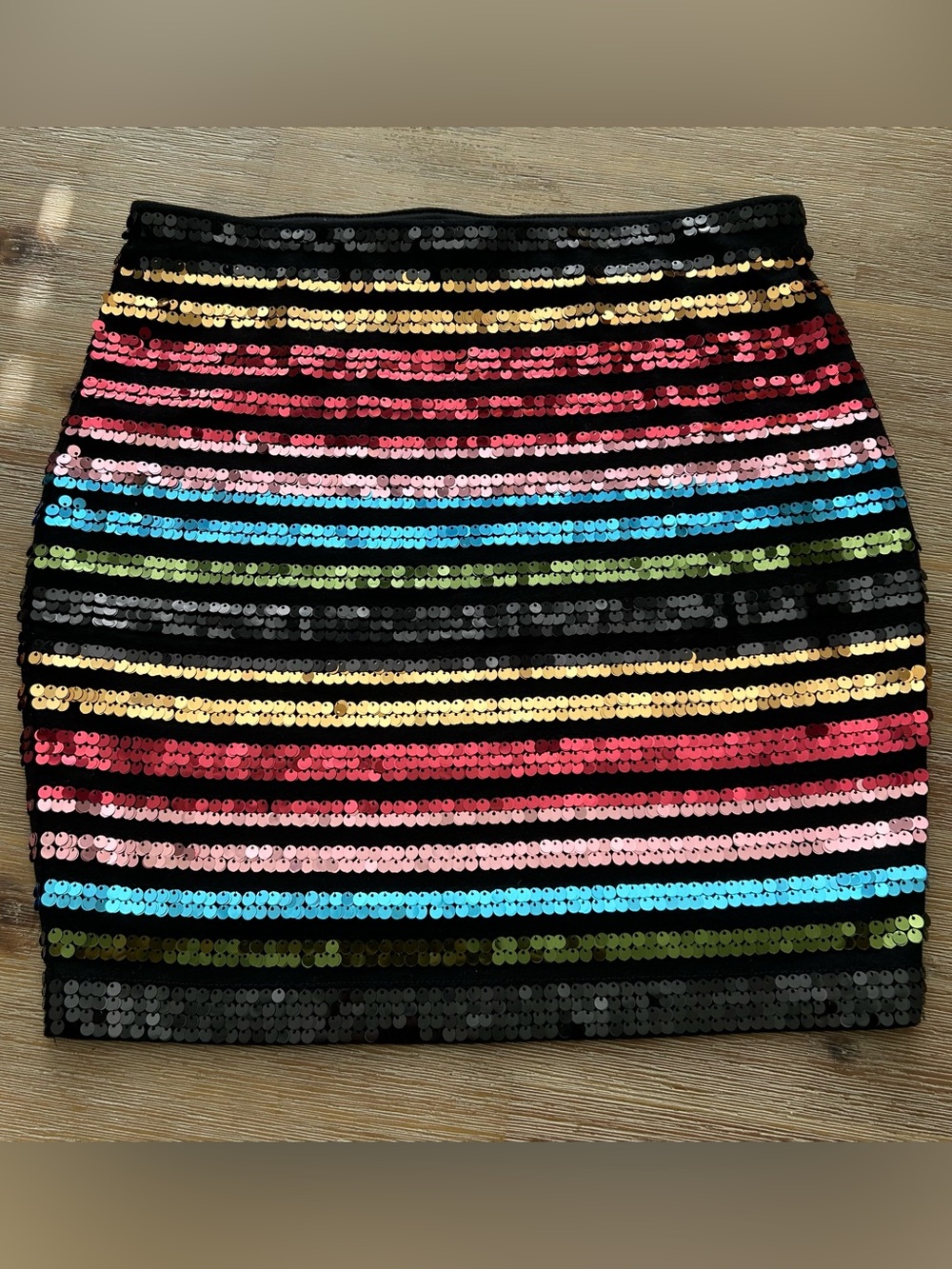 Express Rainbow Sequin Mini Skirt.